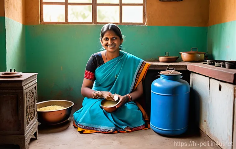 국가 개입과 복지정책 - A vibrant depiction of a rural Indian village. A young farmer, dressed in traditional yet practical ...