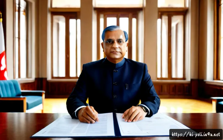 대통령제와 의원내각제 - Photorealistic presidential system concept, a dignified fictional head of state seated alone at the ...
